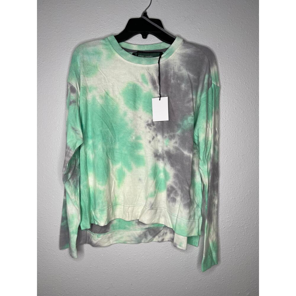 New Code x Mode Green Gray Crew Neck Tie Dye Pullover Sweatshirt Women's Size M